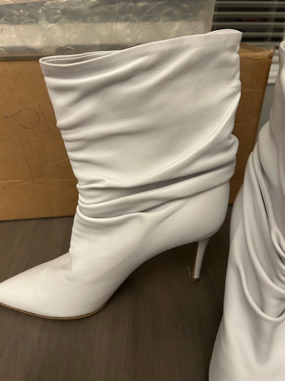 Gianvito Rossi Celine White Slouchy Stiletto Ankle Boots - Women, size 37.5